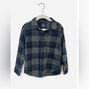 4T Boys Volcom Black and Gray Plaid Flannel Shirt